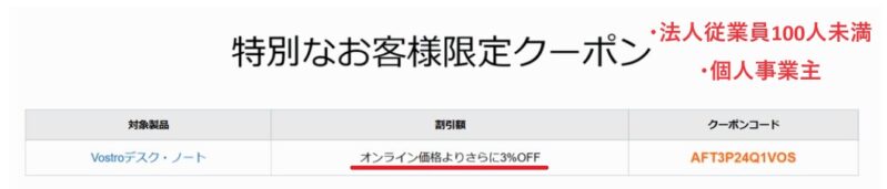 特別なお客様限定のクーポンコード