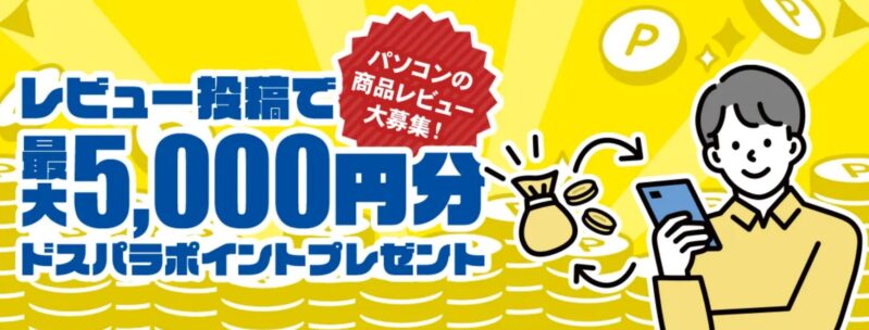 レビュー投稿で最大5,000ポイントプレゼントキャンペーンの公式バナー