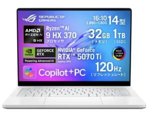 ROG Zephyrus G14 GA403WR (GA403WR-AI9R5070TIW)の本体の外観