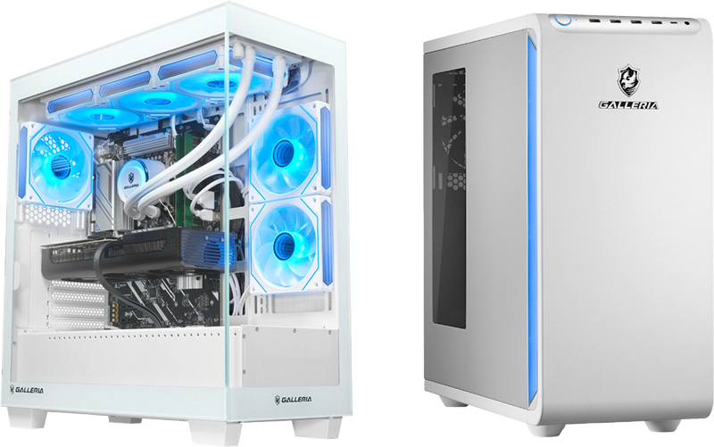 ドスパラのGALLERIA-FPR7A-R57-W（ホワイト）とGALLERIA-XPC7A-R57-WL(ホワイト)の本体外観