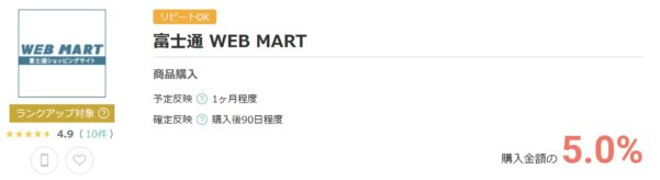 富士通WEB MARTはモッピーで取扱い有&還元率は5%まで