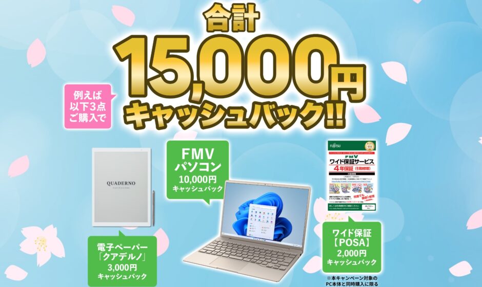 合計15,000円キャッシュバックキャンペーン