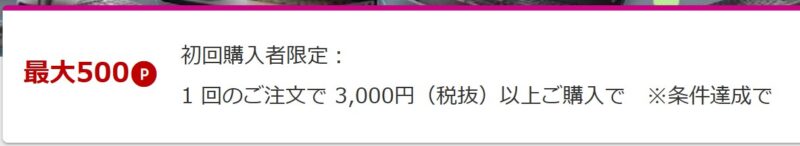 楽天リーベイツ初回購入時限定特典で500ポイント貰える