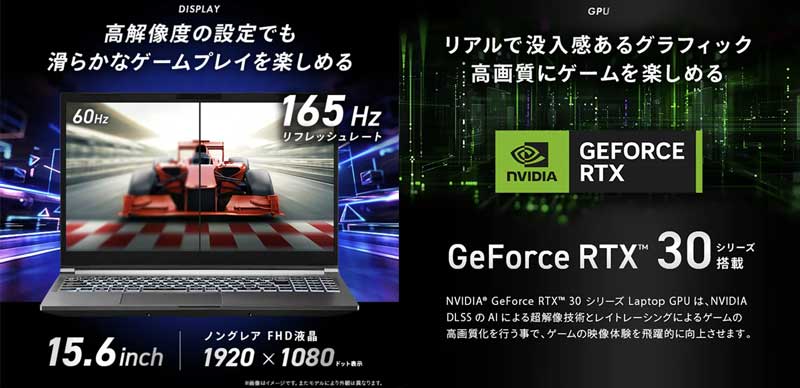 GALLERIA-RL7C-R35-5Nのコンセプト＆ディスプレイ＆グラフィック性能の特長