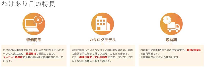 FMVのわけあり品の3つの特長