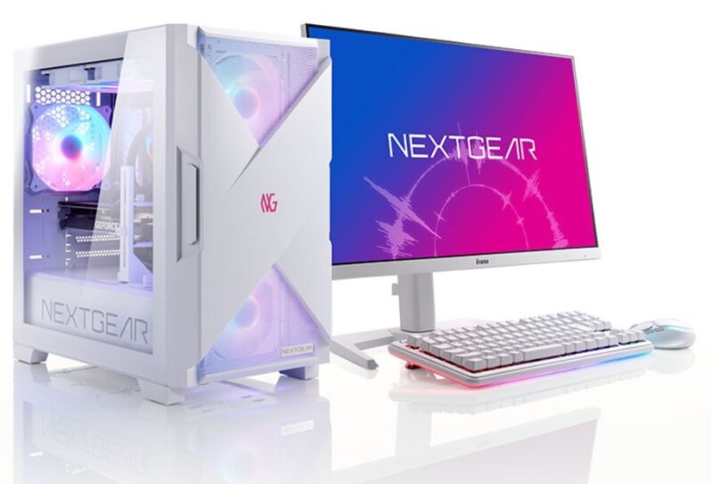 NEXTGEAR JG-A5G60(ホワイト5点セット)の本体外観(本体とモニター)