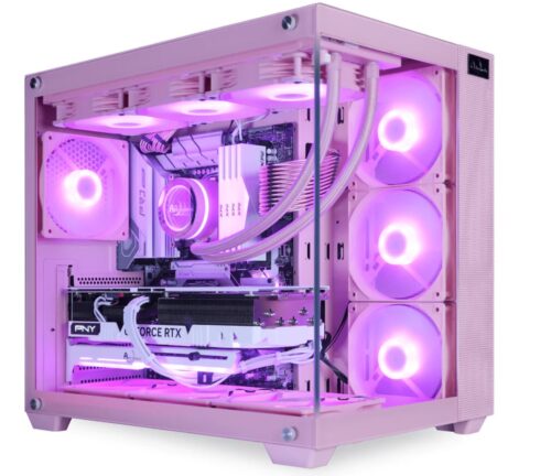 【GAMER】Ryzen 7 7800X3D_RTX 5070 12GB_メモリ32GB_ケースのカラー「ピンク」選択時の本体外観
