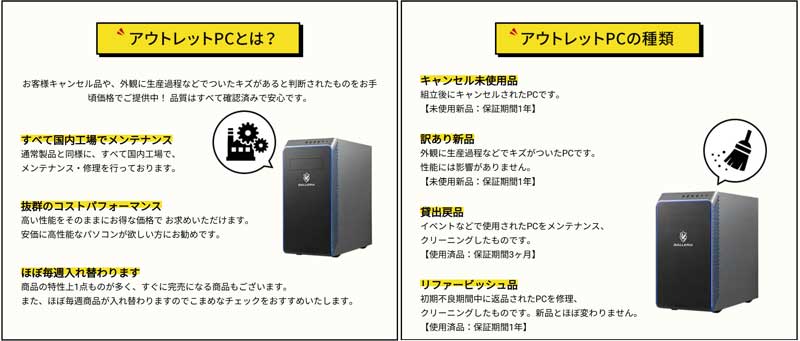 ドスパラのアウトレット製品の特徴と種類
