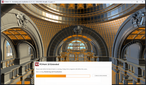 22.■■ThinkPad E14 Gen 6のスペックをPC MARK 10で測定中の様子_レンダリング機能の実測画面