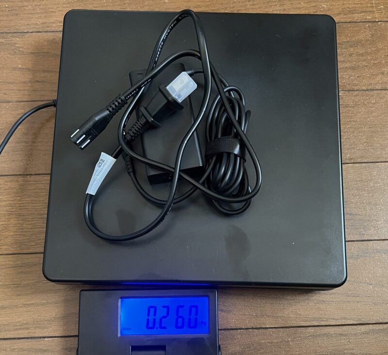 アダプターの重量測定結果