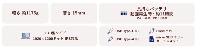 LAVIE Direct N13 Slimの主なスペック